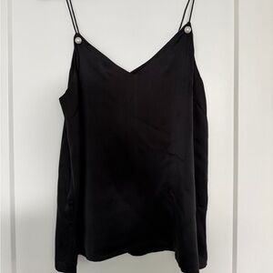 Black Silk Cami with pearl accent